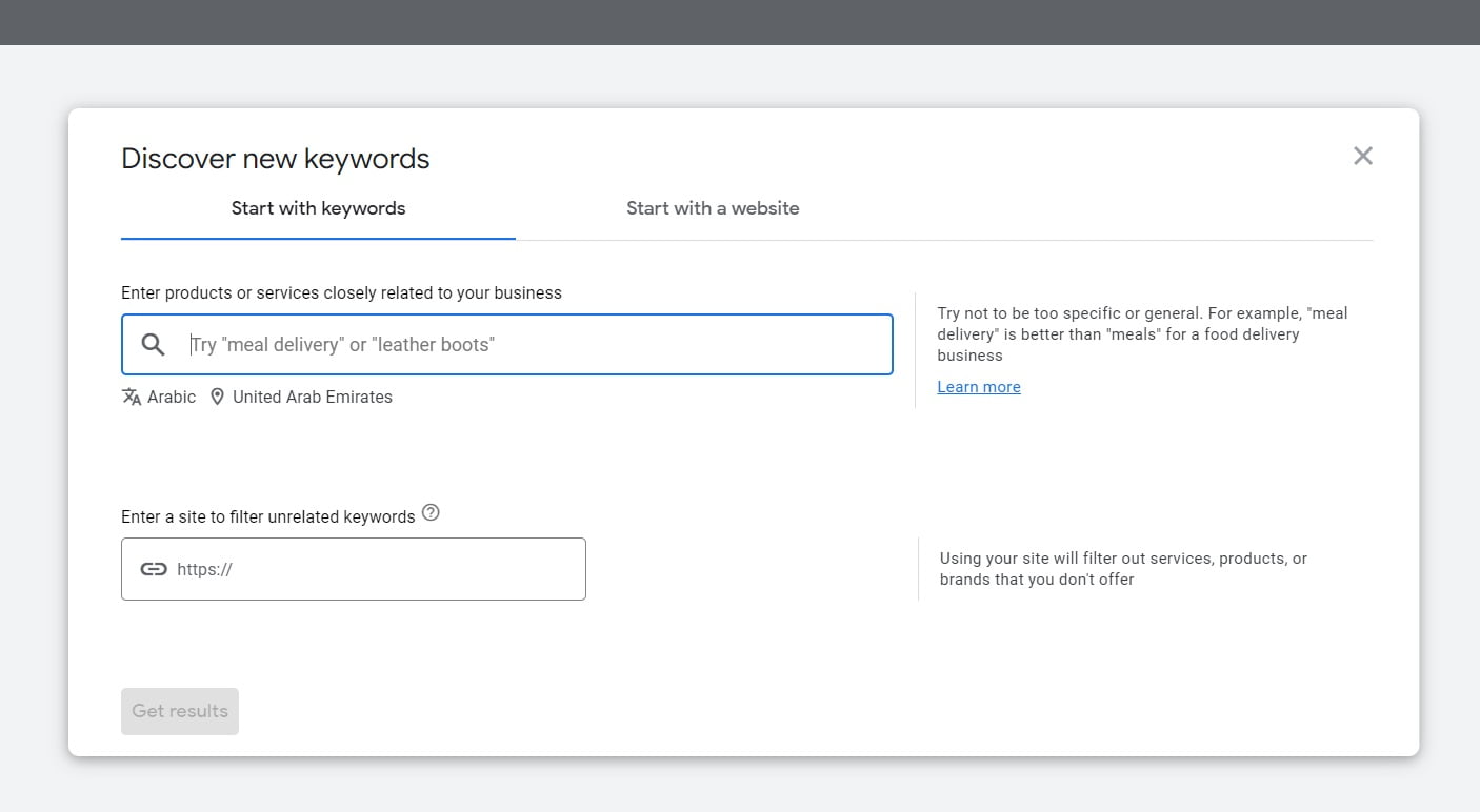 google keyword planner